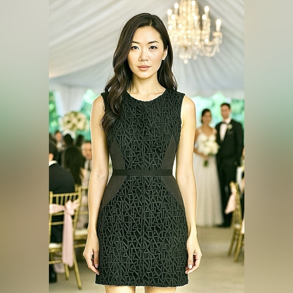 Artisan LANVIN logo Lace silk dress size 2 (34) BNWT w plunging V at the back